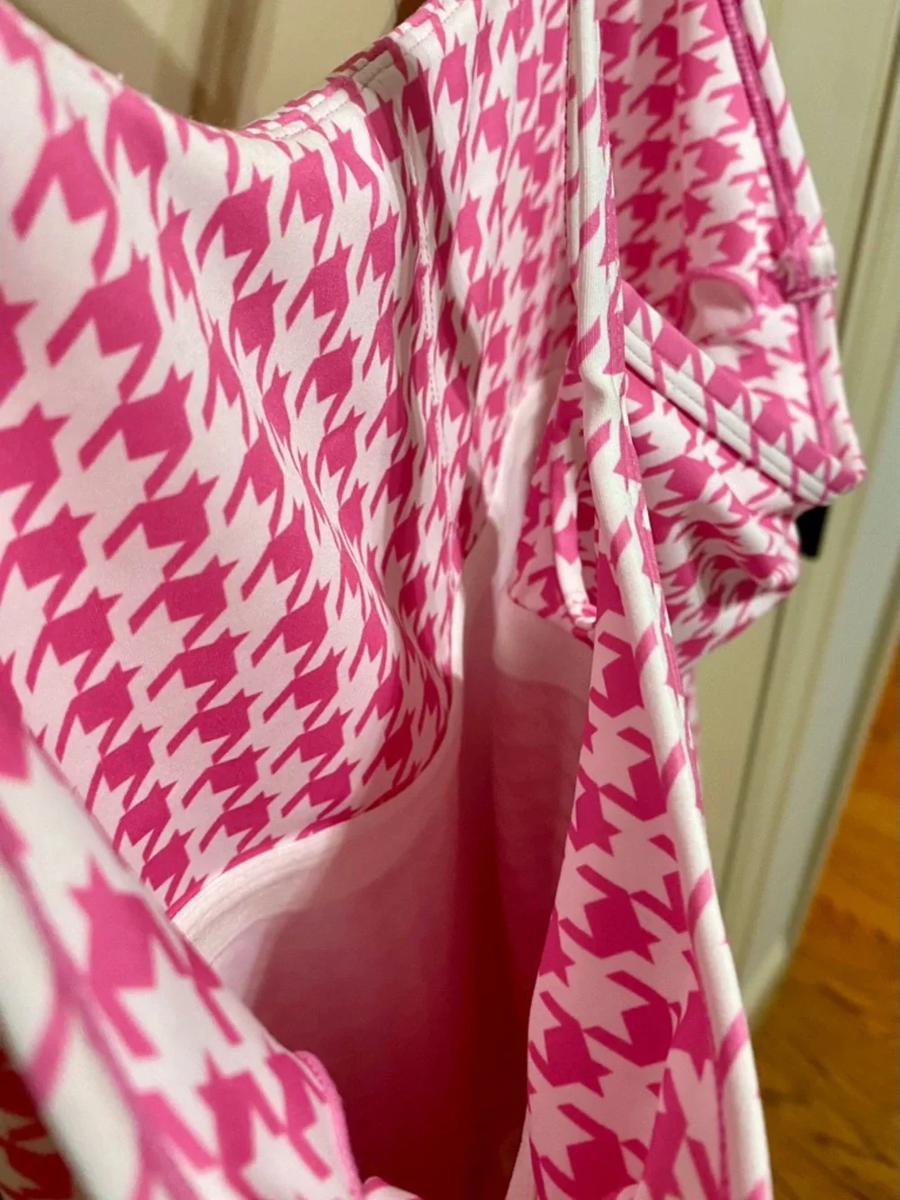 Pink Houndstooth Mini Dress Preppy Tenniscore Country Club Summer S